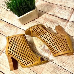 Brand New Open Toe Tan Booties! Never Worn! CUTE!